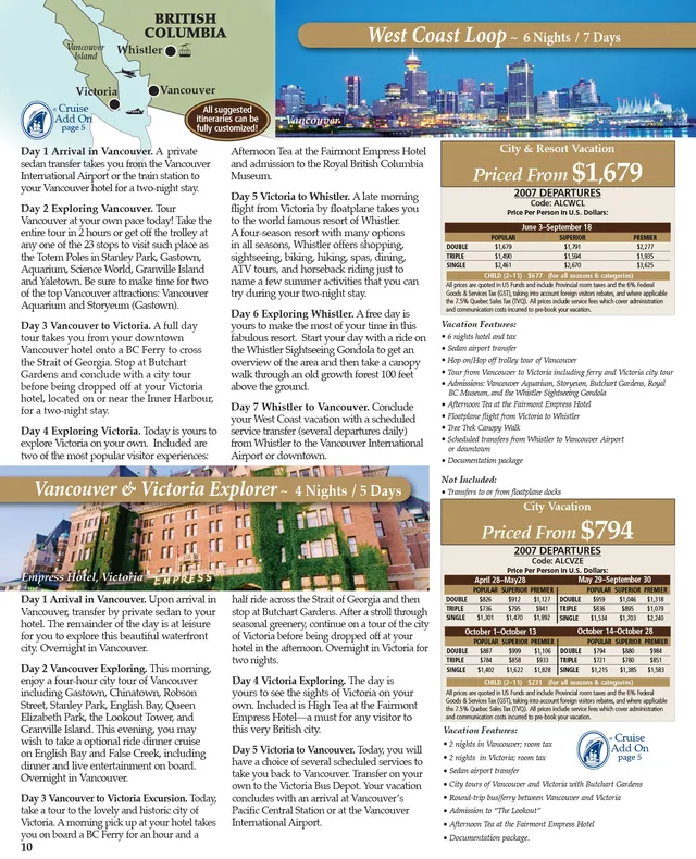 Canada à la Carte, 2007: tour pages
